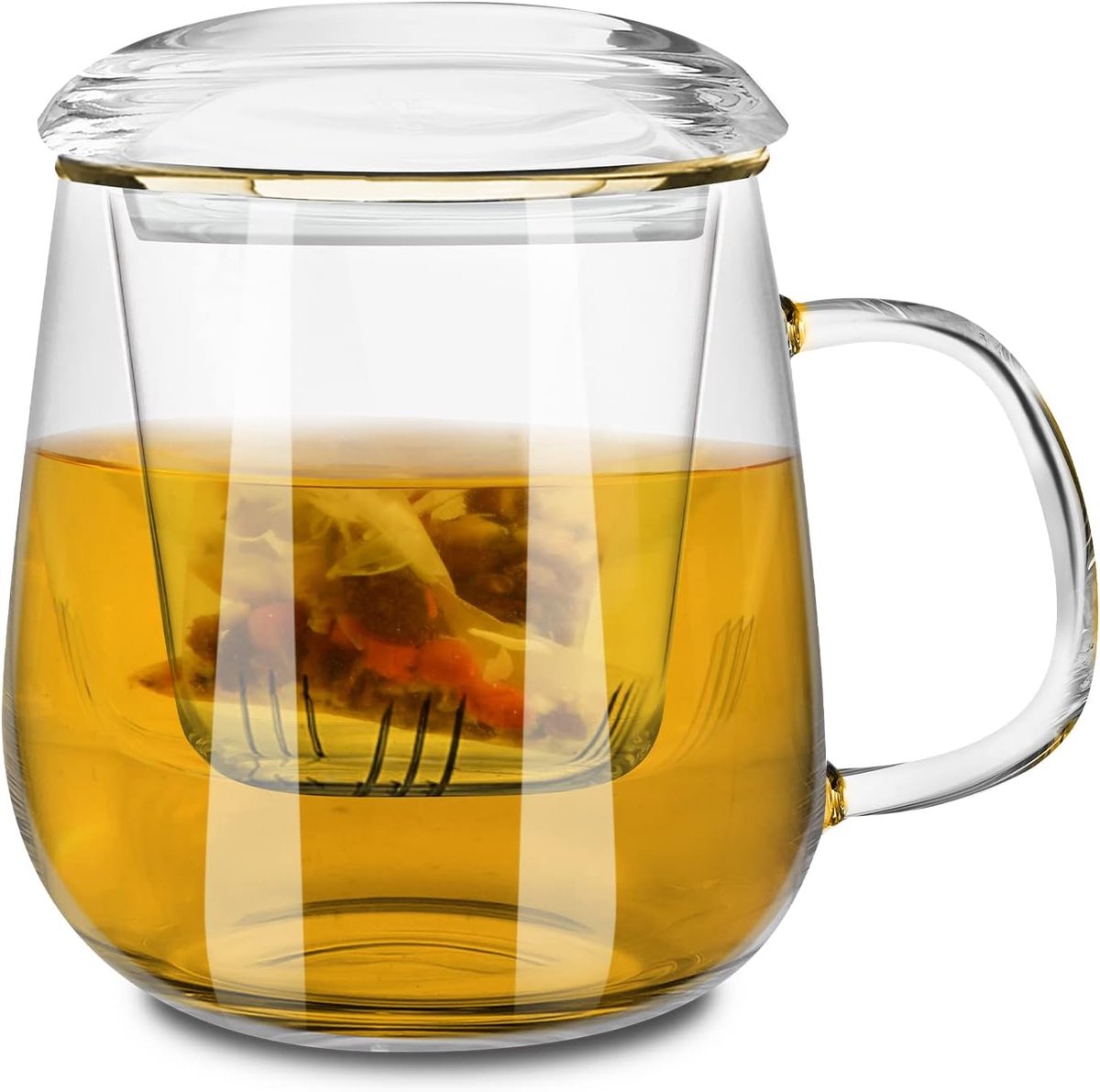 Theeglas met deksel en zeef 500 ml - borosilicaat - hittebestendig - perfect voor losse thee - ShopVlot