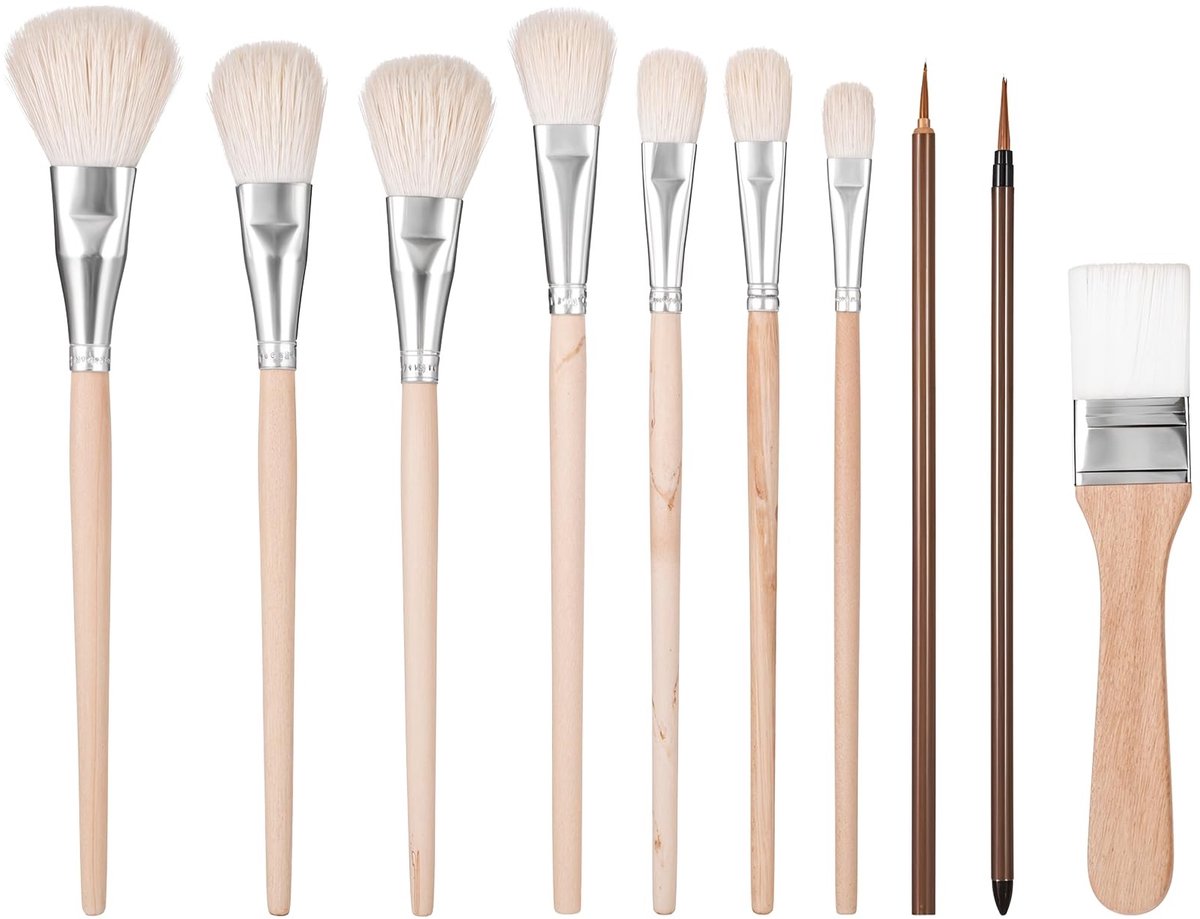 Solidchoice - Set van 10 Potten Glazuurkwasten voor Schilderen