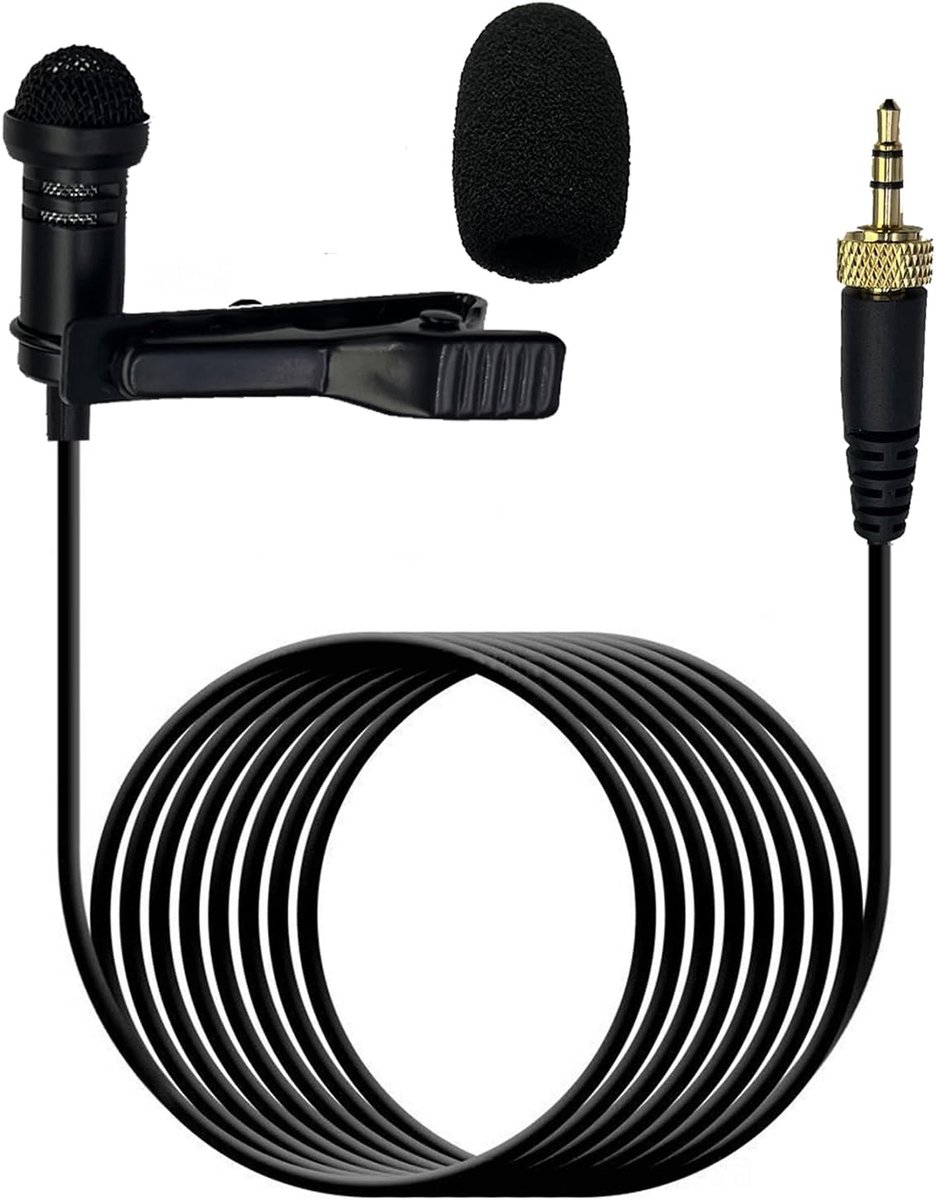 Lavalier microfoon 1,5m - 3,5mm stereo plug met vergrendelingsschroeven - helder geluid - ShopVlot