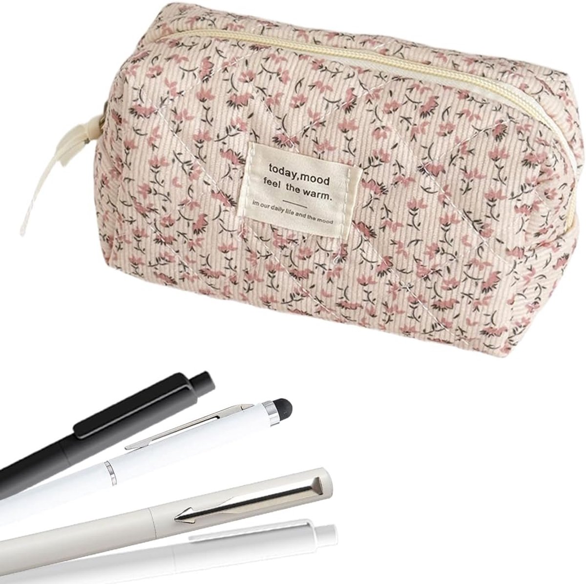 Pencilcase groot - corduroy - octagonaal ontwerp - ideaal voor school en make-up - ShopVlot