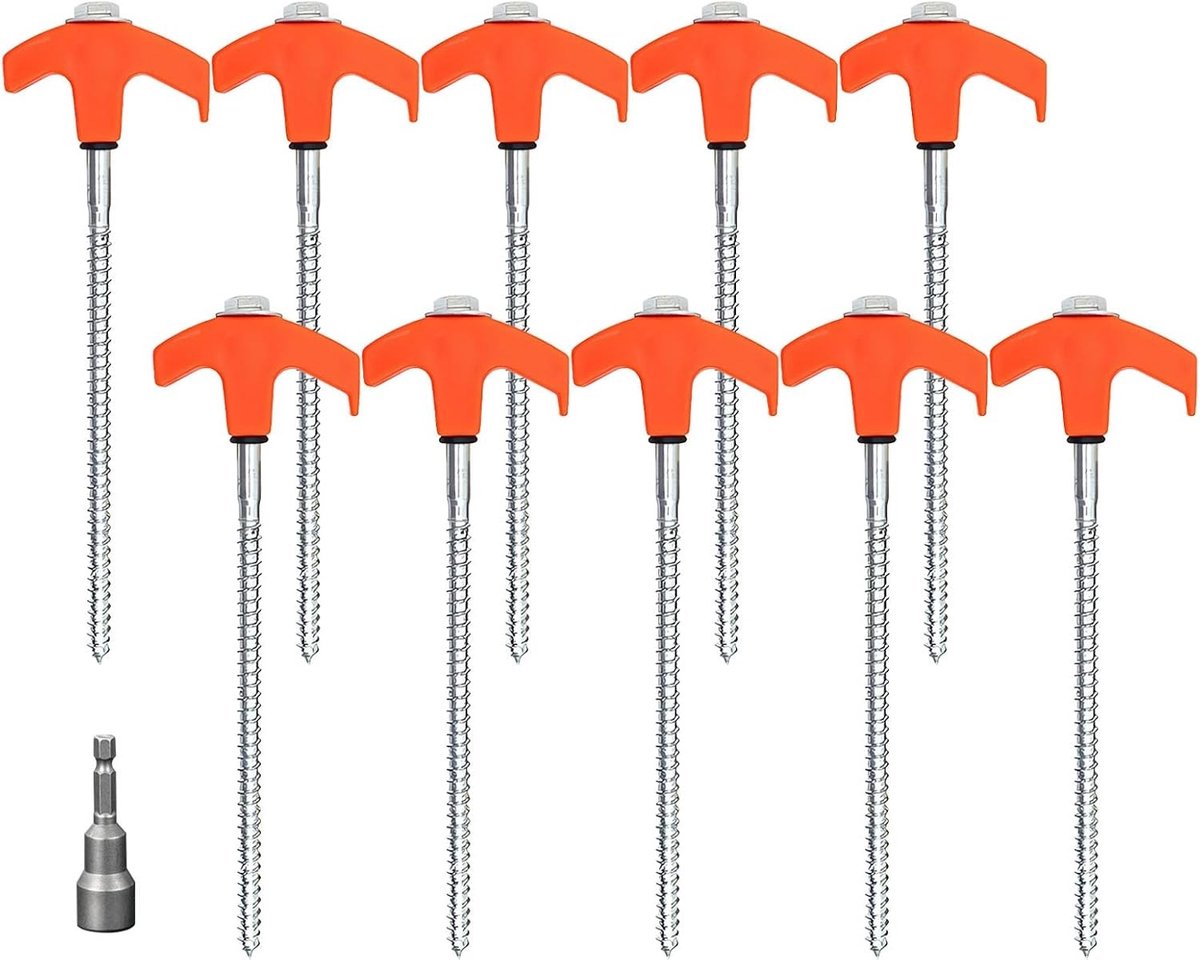 Tentharingen - Oranje - 20,32 cm - Stalen Haringen met Antislip Handgreep - Voor Camping en Outdoor Gebruik