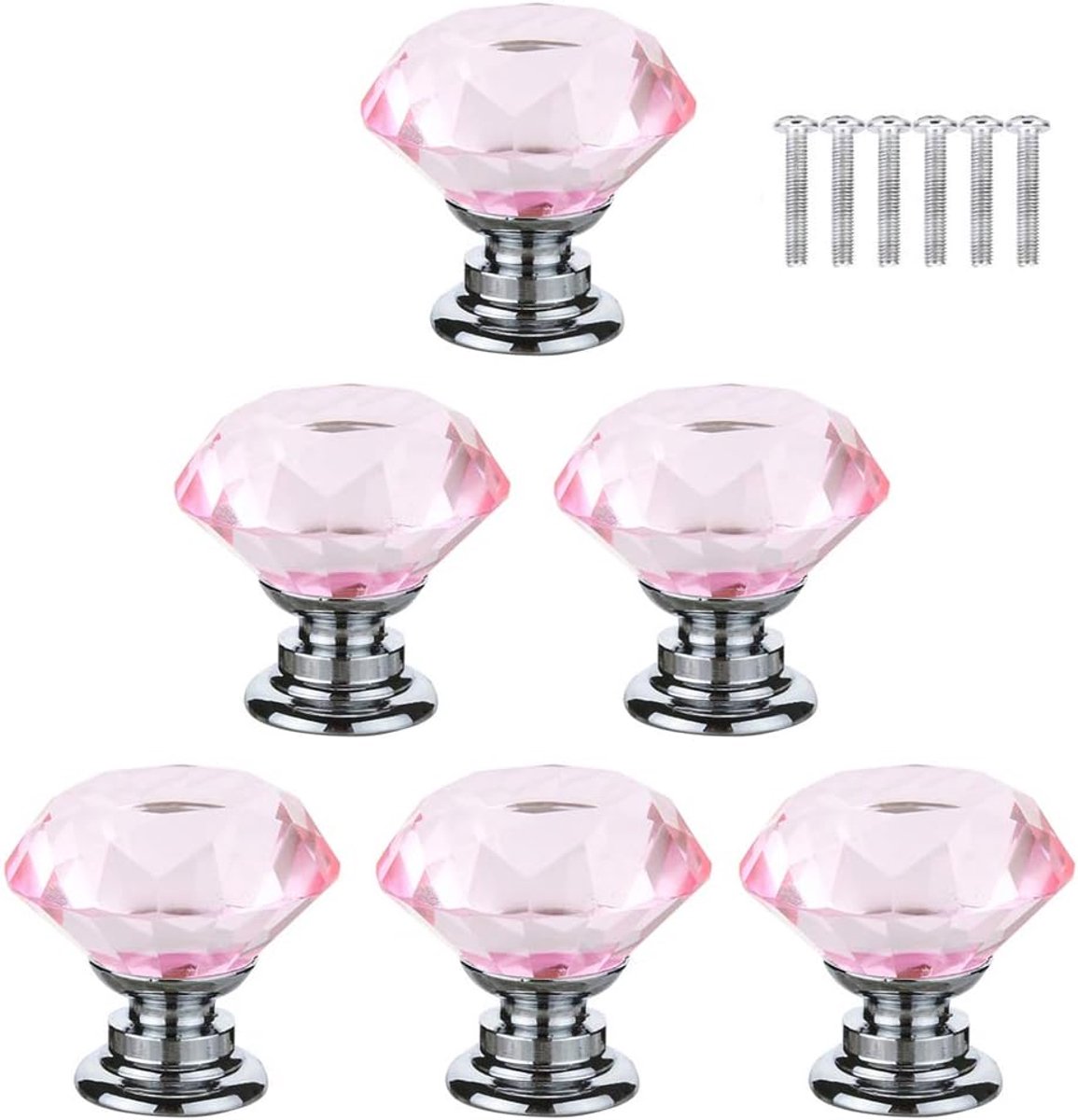 Ladeknop 30 mm - Roze Crystal - Glanzend en sprankelend - Perfecte decoratie voor meubels - ShopVlot