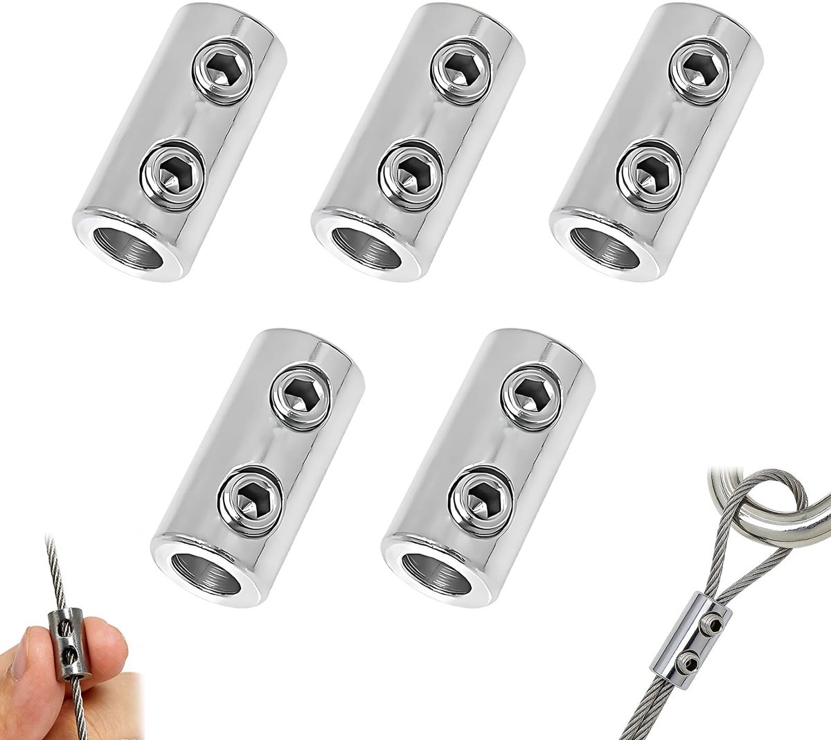Solidchoice - Set van 5 Dubbele Kabelclips voor Staal Kabels