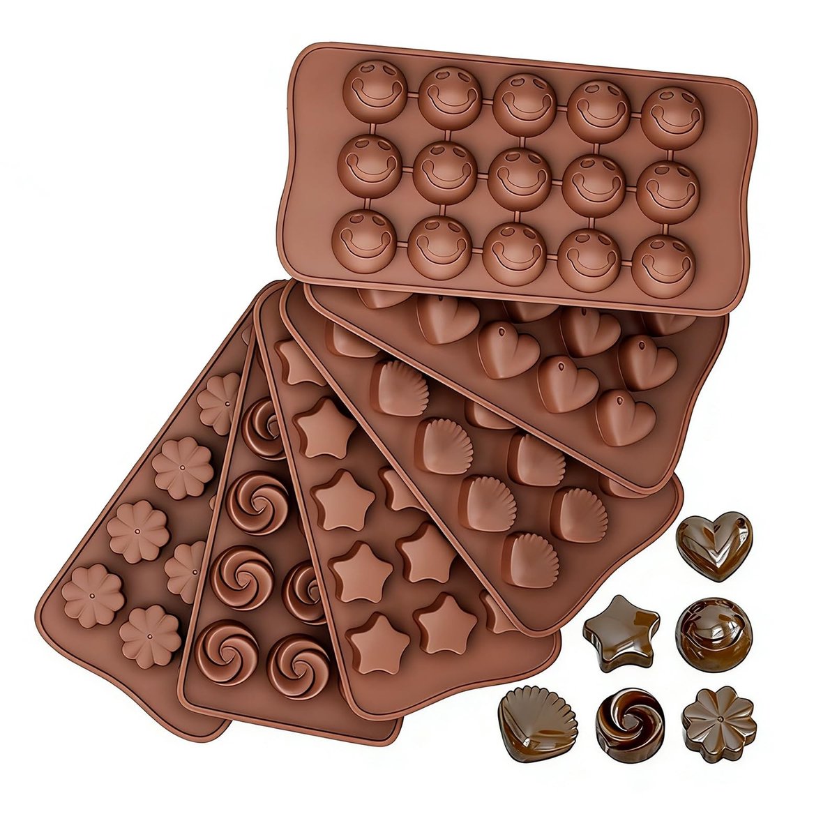 Solidchoice - Set van 6 Siliconen Chocoladevormpjes voor Bakken