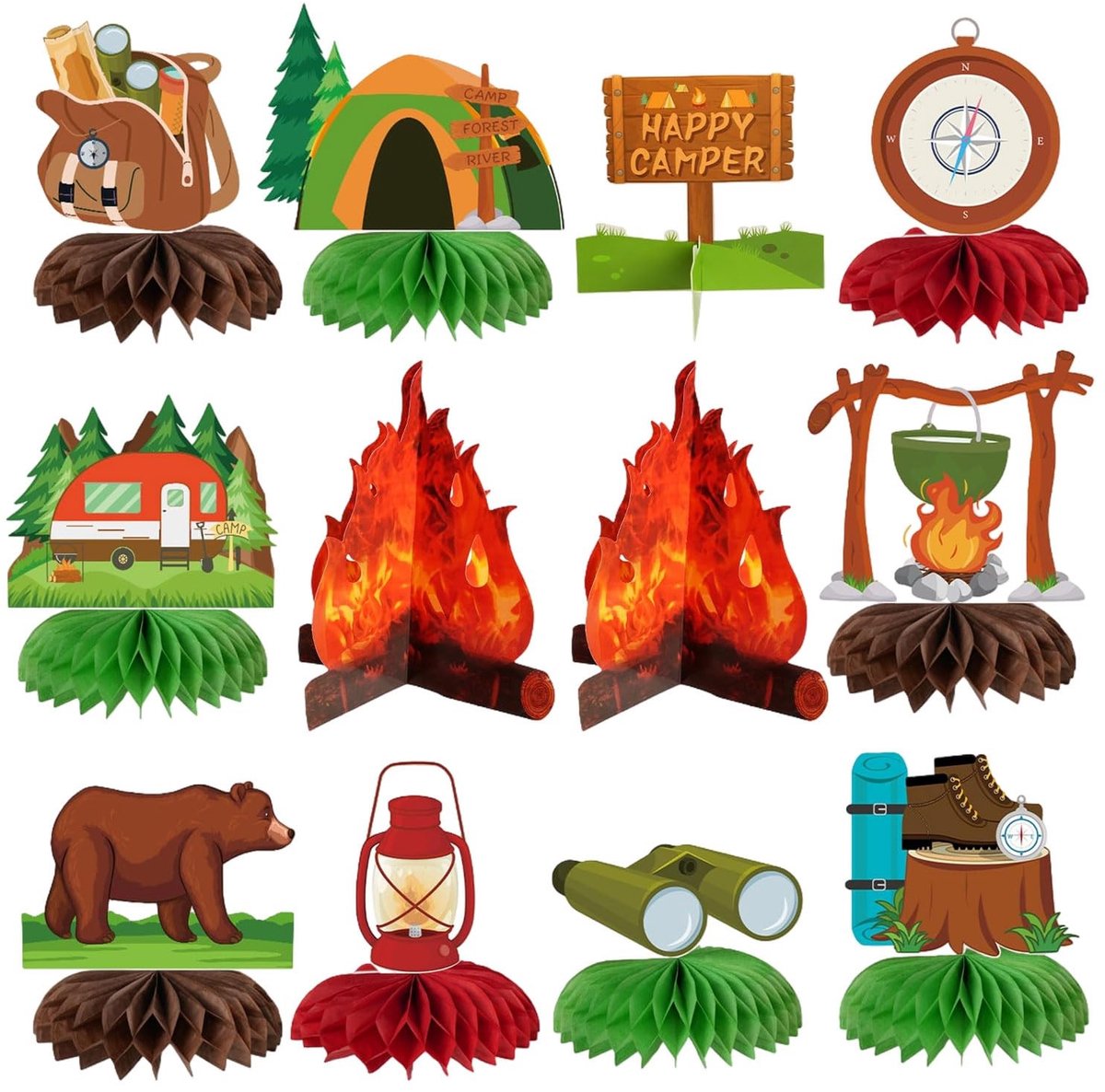 Solidchoice - Camping Party Decoratie Set met 12 Stukken