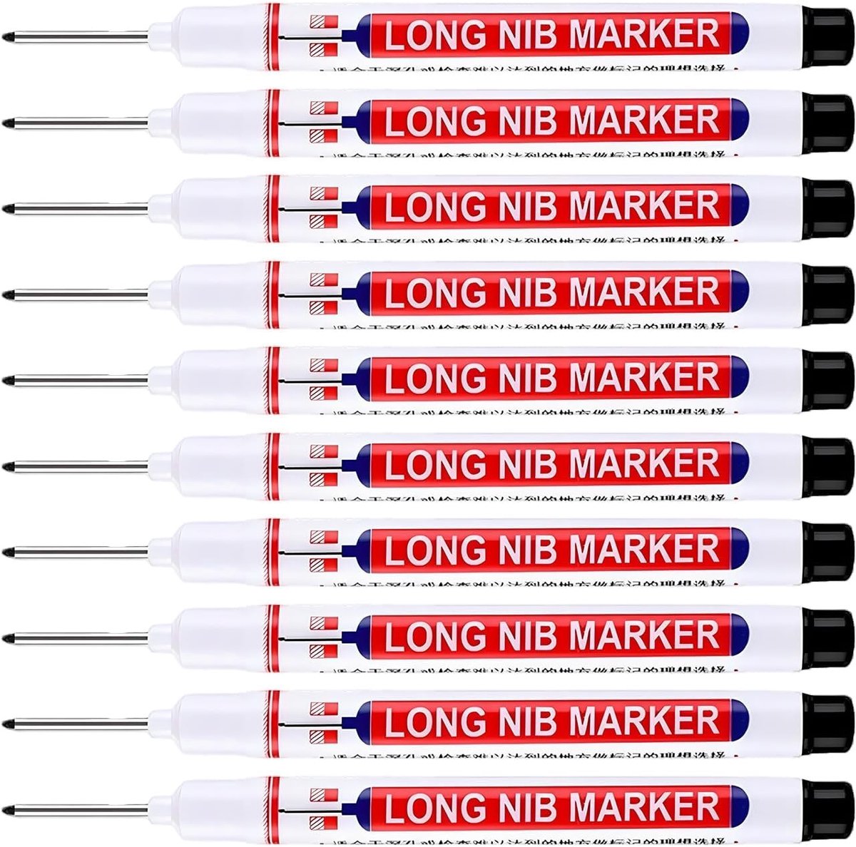 Solidchoice - Set van 10 Onuitwisbare Markers met Fijne Punt voor Timmermanswerk