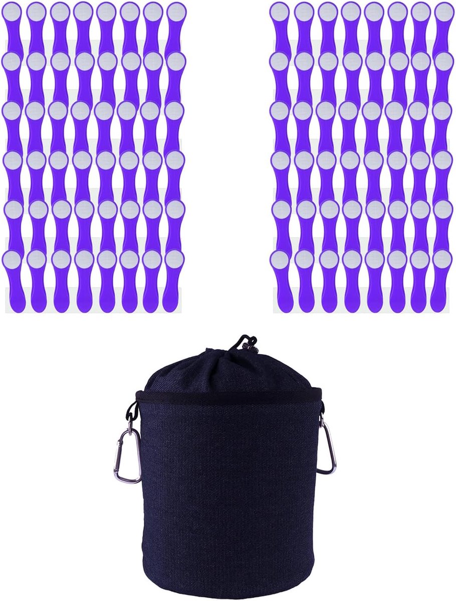 Knijpers 96 stuks - paars en blauw - zachte grip - ideaal voor delicate kleding - ShopVlot