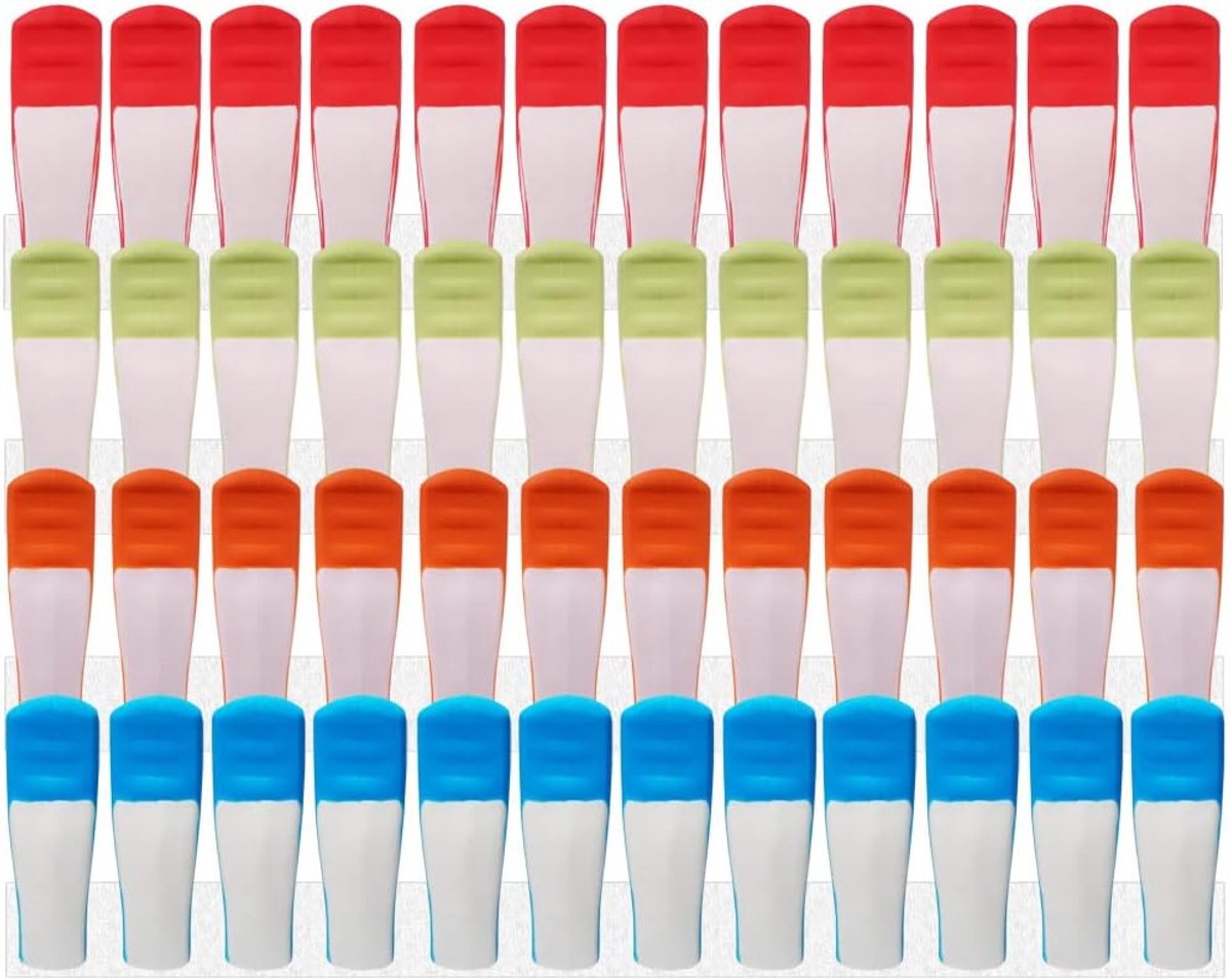 Klammer 48 stuks - zacht grip - kleur: blauw, mintgroen, oranje, rood, wit - ideaal voor kwetsbare was - ShopVlot