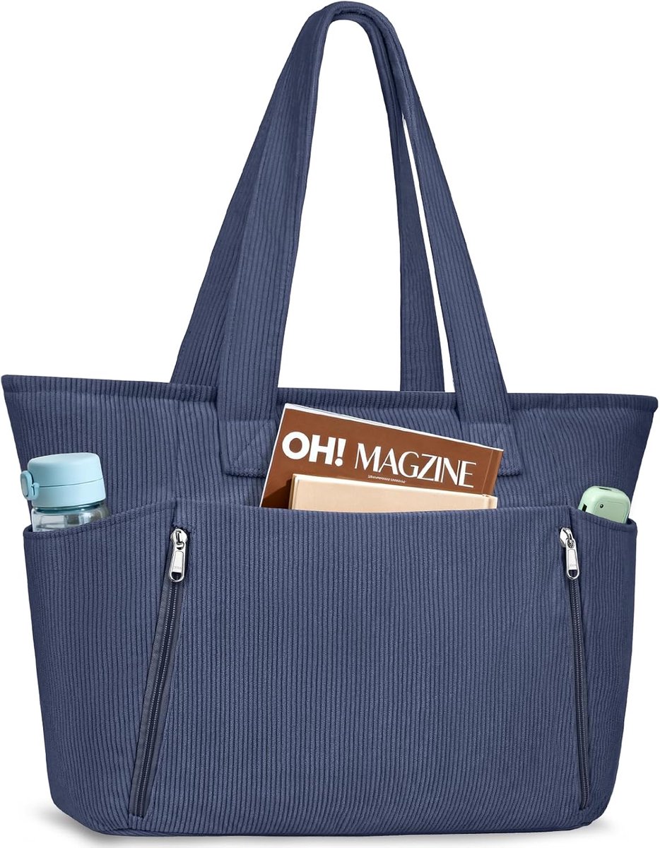 Tote bag dames - corduroy handtas - grote schoudertas - ideaal voor school en werk - ShopVlot