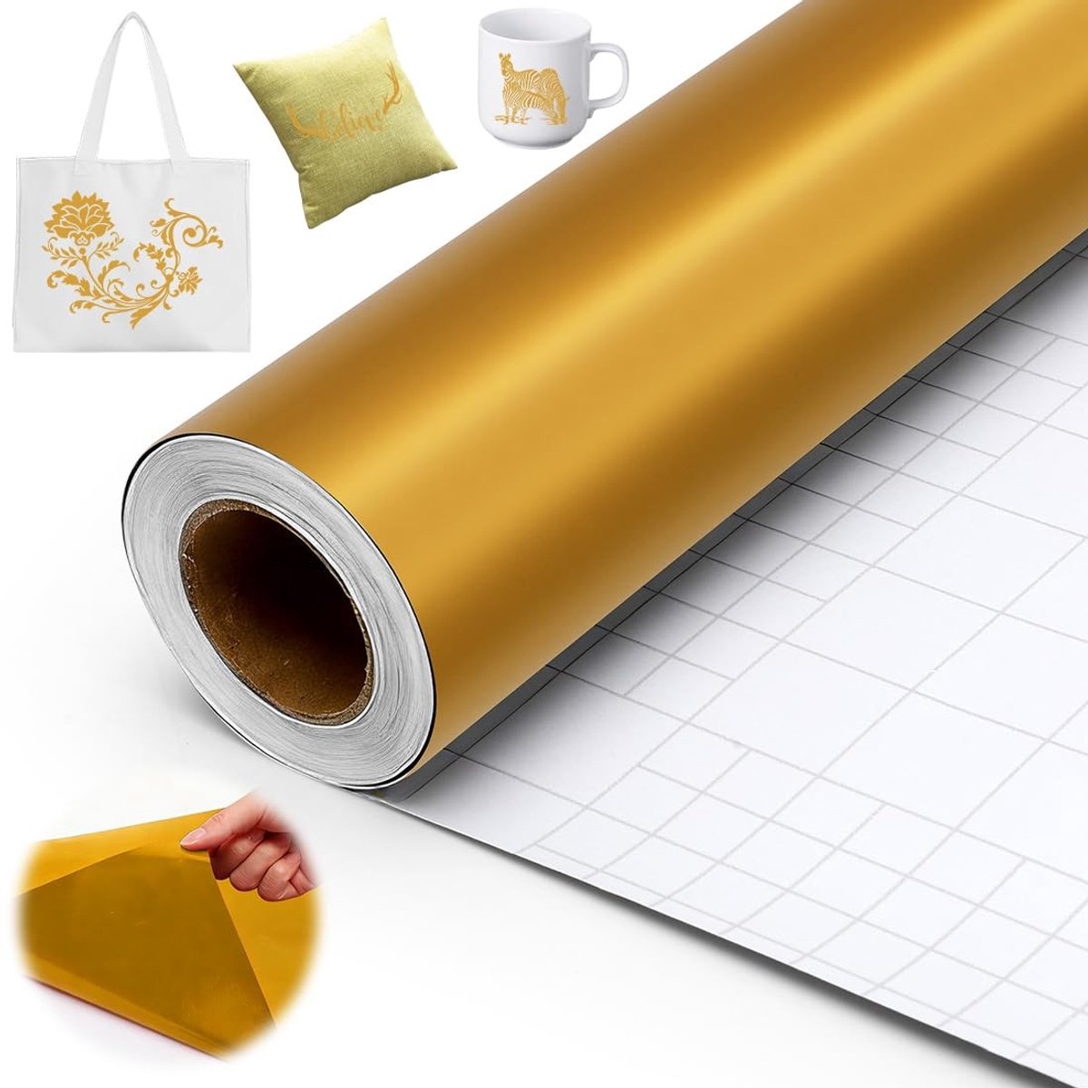 Solidchoice - Zelfklevende Vinyl Film voor DIY Projecten, Matte Goud