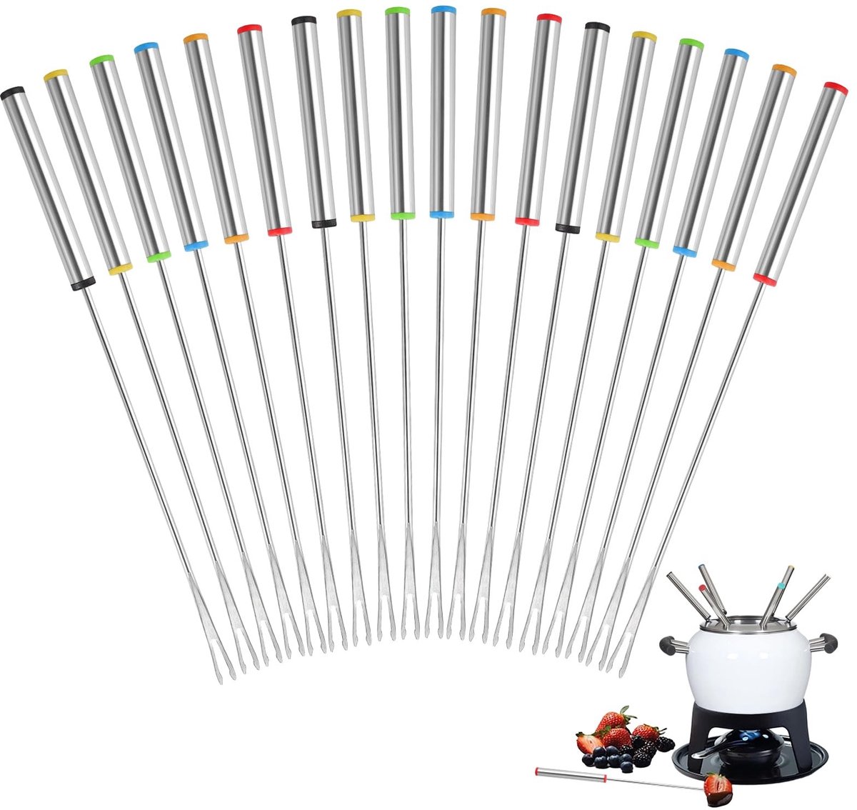 Solidchoice - Set van 18 Fondue Vorken met Hittebestendige Handvatten
