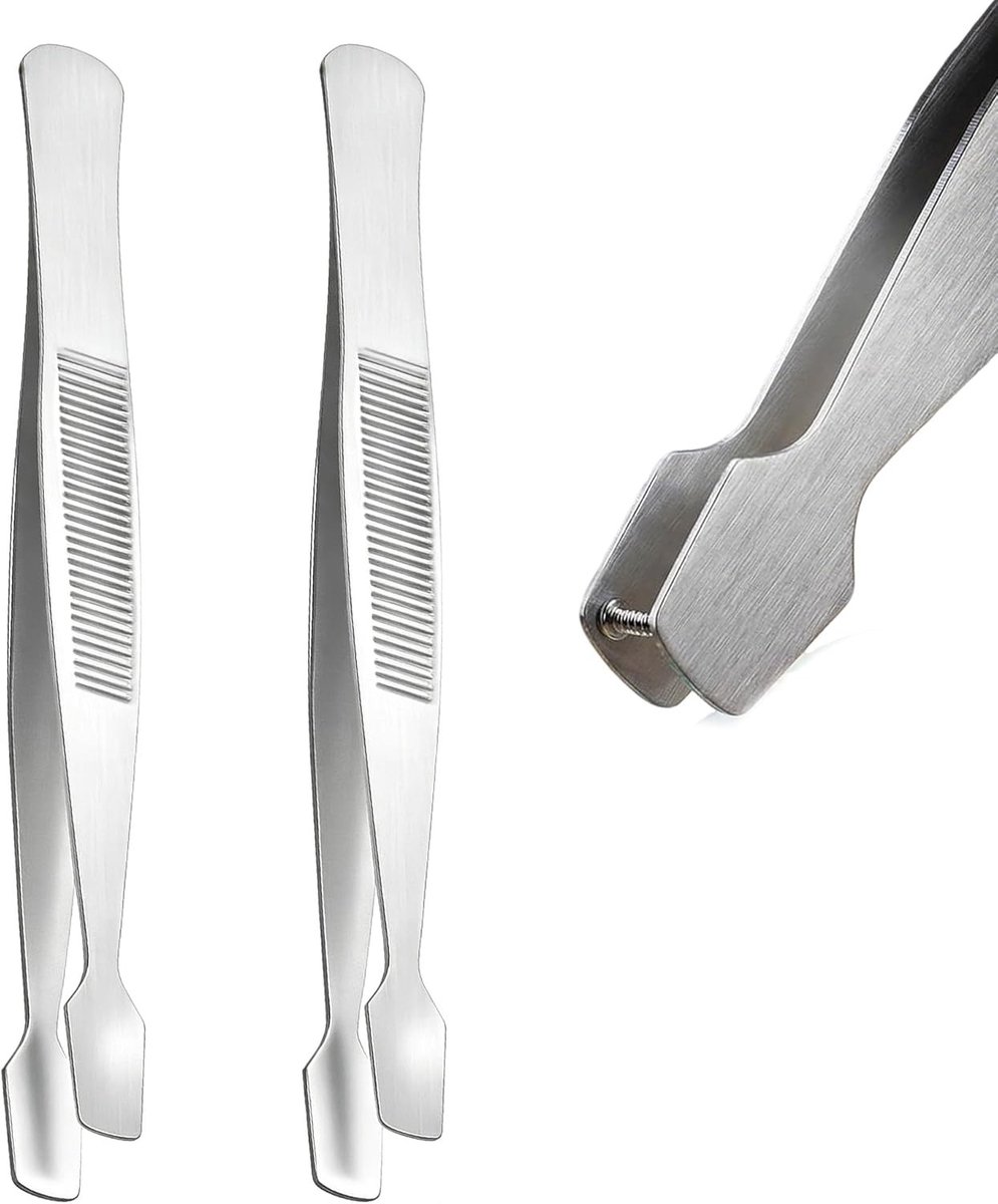 Set van 2 roestvrijstalen stempelpincetten voor filatelie, precisietips en draagbaar verzamelgereedschap voor hobbyisten