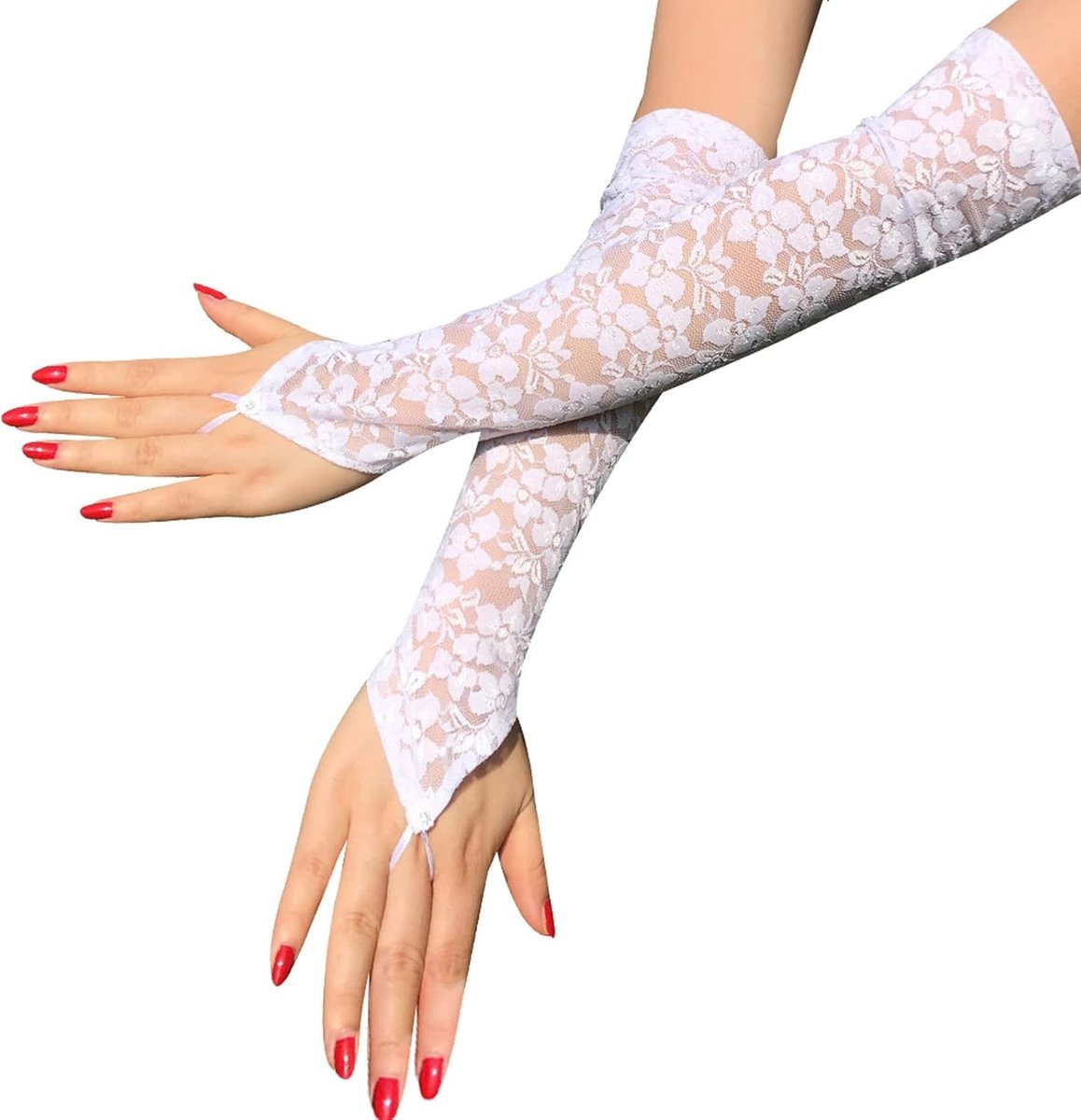 Elegante UV-beschermende kantarm sleeves voor dames, vingerloze zonnehandschoenen voor fietsen en buitenactiviteiten