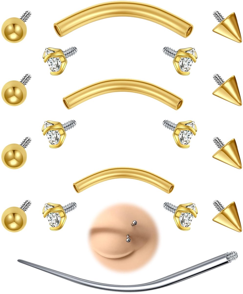 Solidchoice - Set van 12 Curved Barbell Piercings in Roestvrij Staal