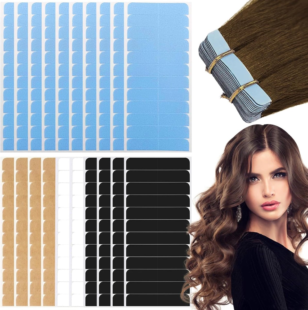 Dubbelzijdige tape voor haarextensions - 240 stuks - 4 x 0,8 cm - sterke hechting zonder resten - ShopVlot