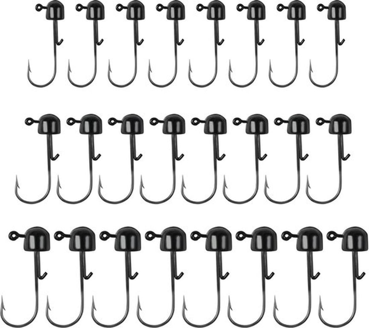 24 Stuks Paddestoel Jig Heads, 1,6g/2g/3g Jig Koppen voor Vissen Vishaken voor Zacht Kunstaas, Ijzer Jig Ball Vishaak voor Zoet Zoutwater Visliefhebbers (Zwart)