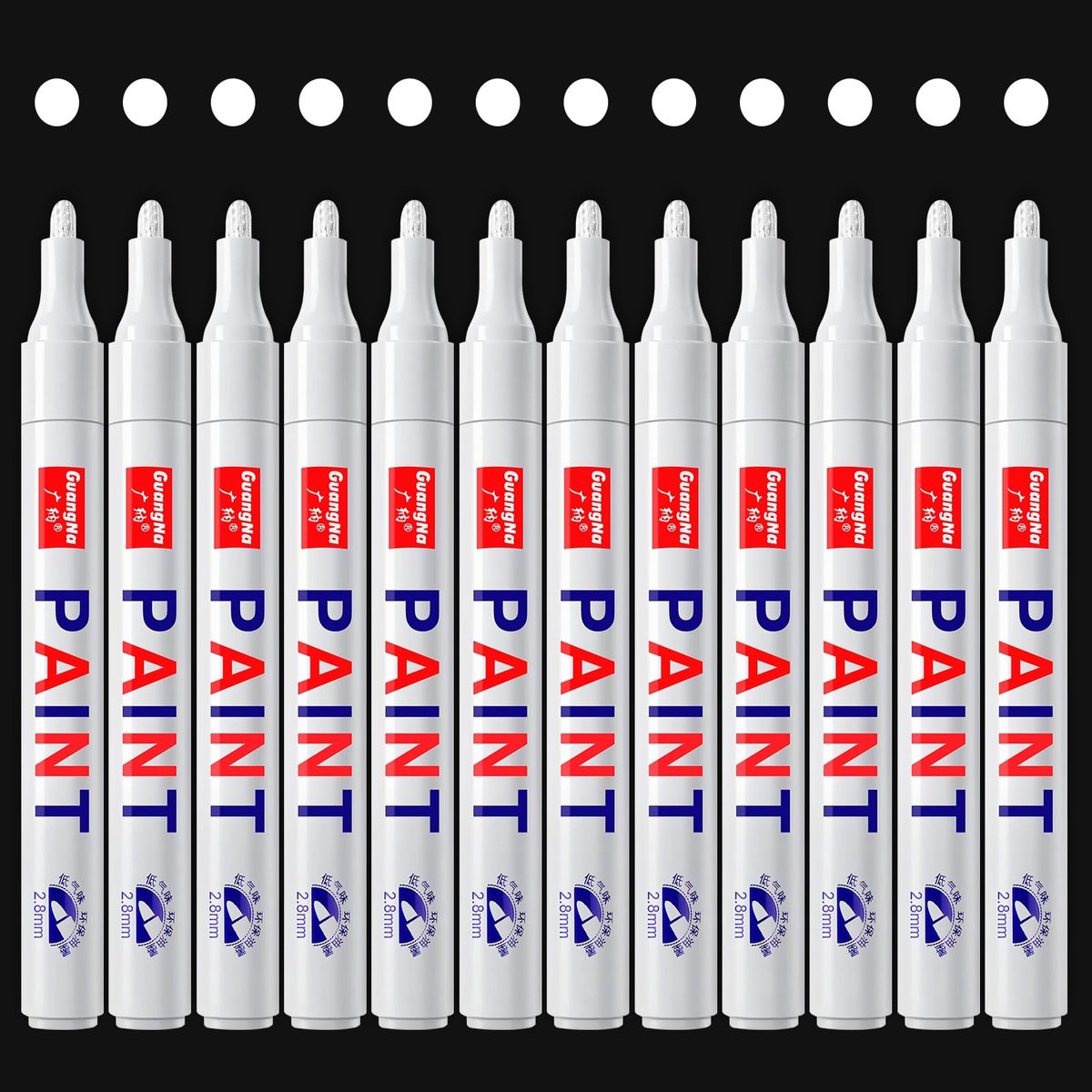 Solidchoice - Set van 12 Permanente Markeerstiften Wit