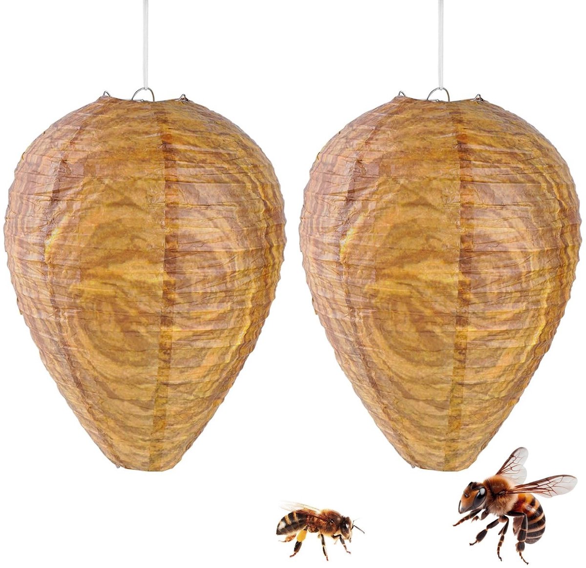 Solidchoice - Set van 2 Kunstwespennesten voor Bijenafweer in Huis en Tuin