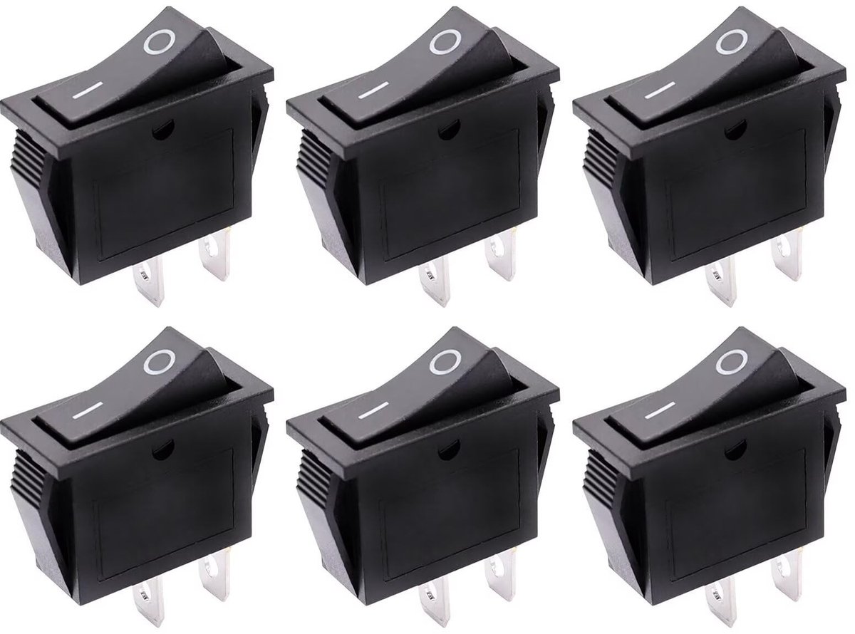 Solidchoice - Mini Rocker Switch, 2-Pole On/Off Schakelaar, 6 Stuks