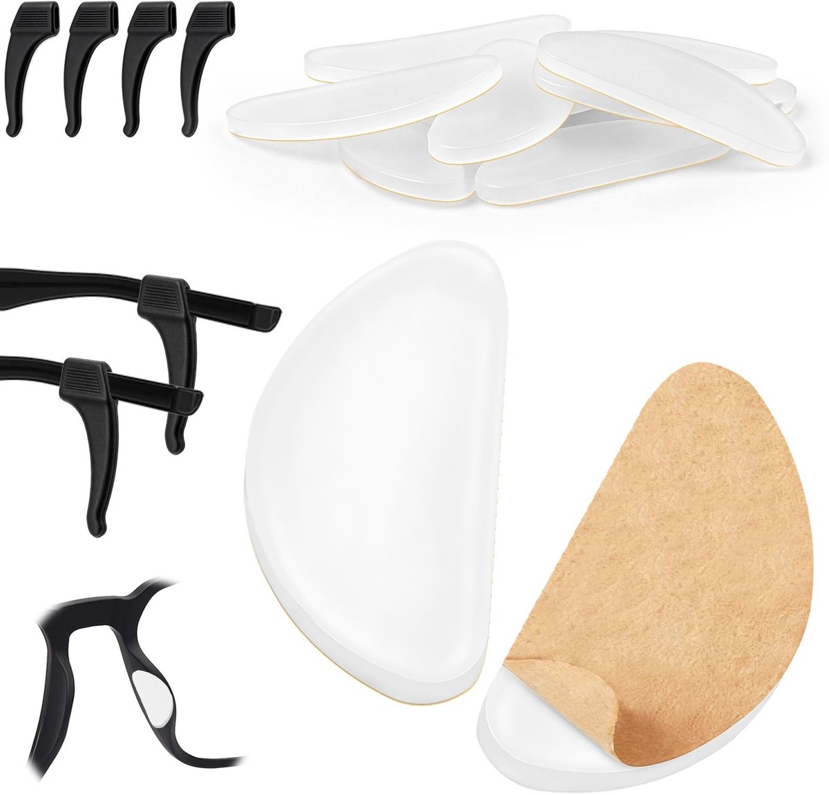 Solidchoice - Set van 5 Siliconen Neuspads voor Brillen, Antislip