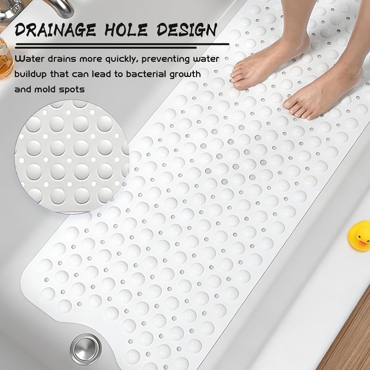 Antislipmat voor badkuip 100 x 40 cm - PVC met zuignappen - extra lange douchemat - veiligheid tijdens douchen - ShopVlot
