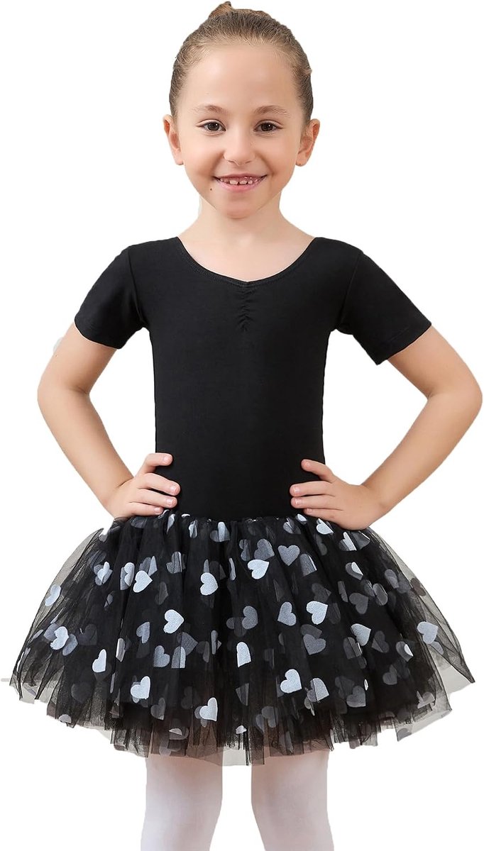 Balletjurk meisjes 4-10 jaar - Hartjes patroon - Danskleding - Perfect voor balletles - ShopVlot