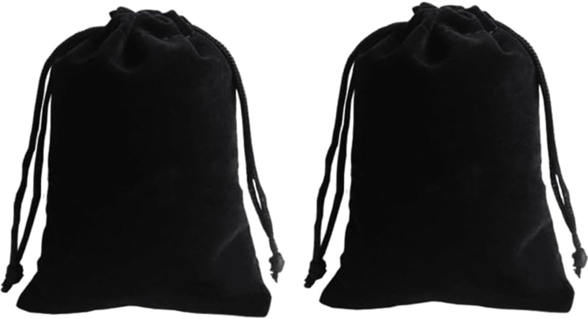 Mipcase Pack of 2 Large Black Bags with Drawstring Storage Bags for Jewellery Wedding Christmas Travel - ShopVlot