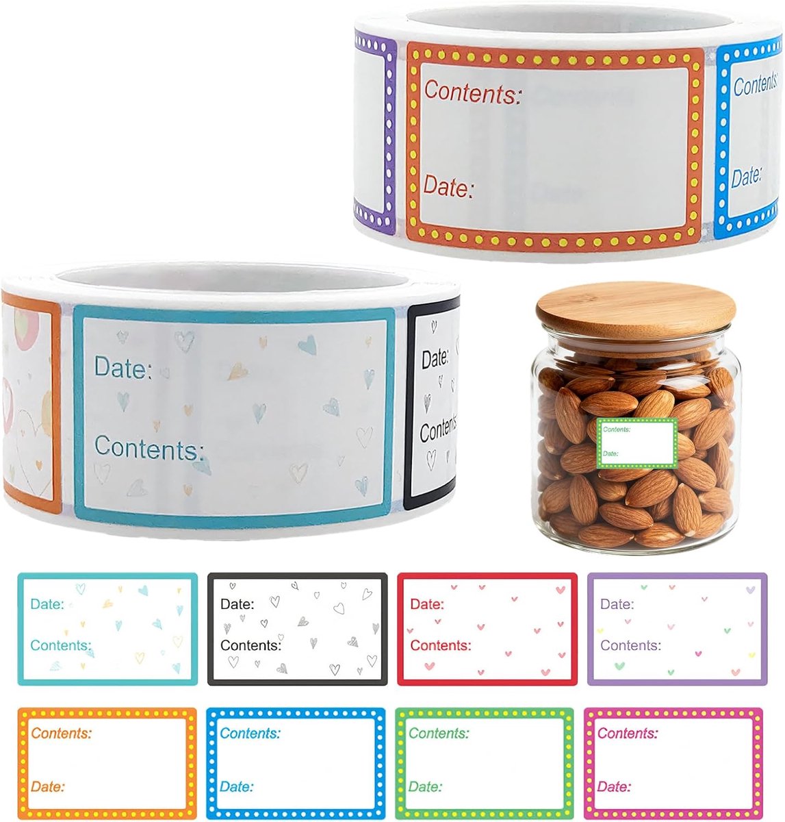 2 Rolls 1000 Pieces Self Adhesive Labels for Freezing Food Self Adhesive Kitchen Universal Labels Removable - ShopVlot