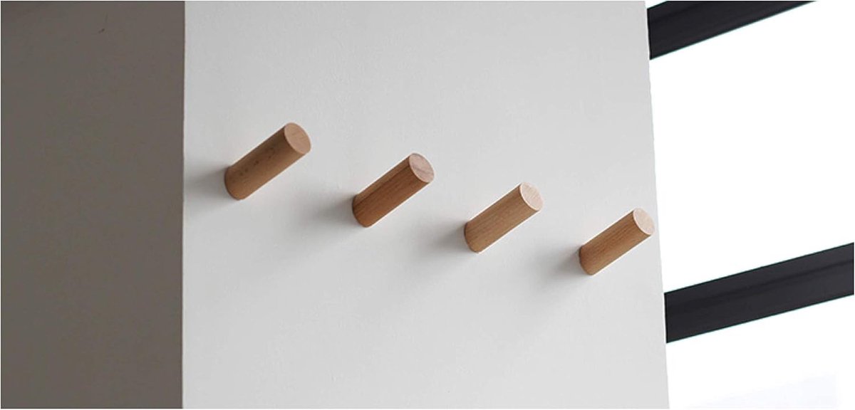 One-Tenth Wall Hook Wood Coat Hook Wall Mounted Beech Set of 4 M - ShopVlot