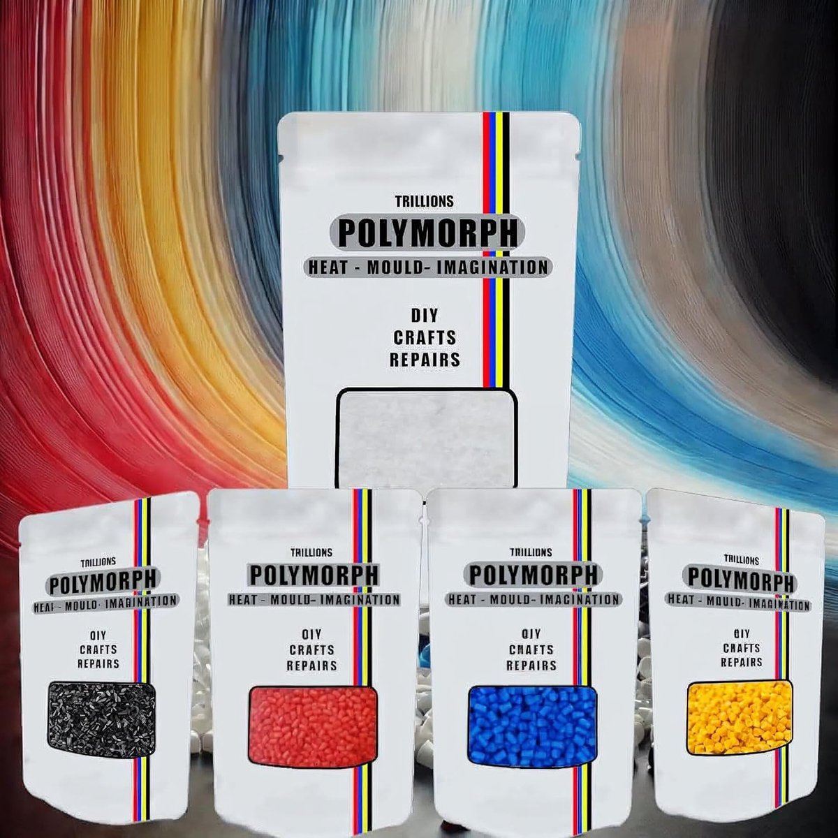 Hand Moldable Color Pack Polymorphic - Thermoplastic - White, Red, Black, Blue, Yellow - Unlimited Use - ShopVlot