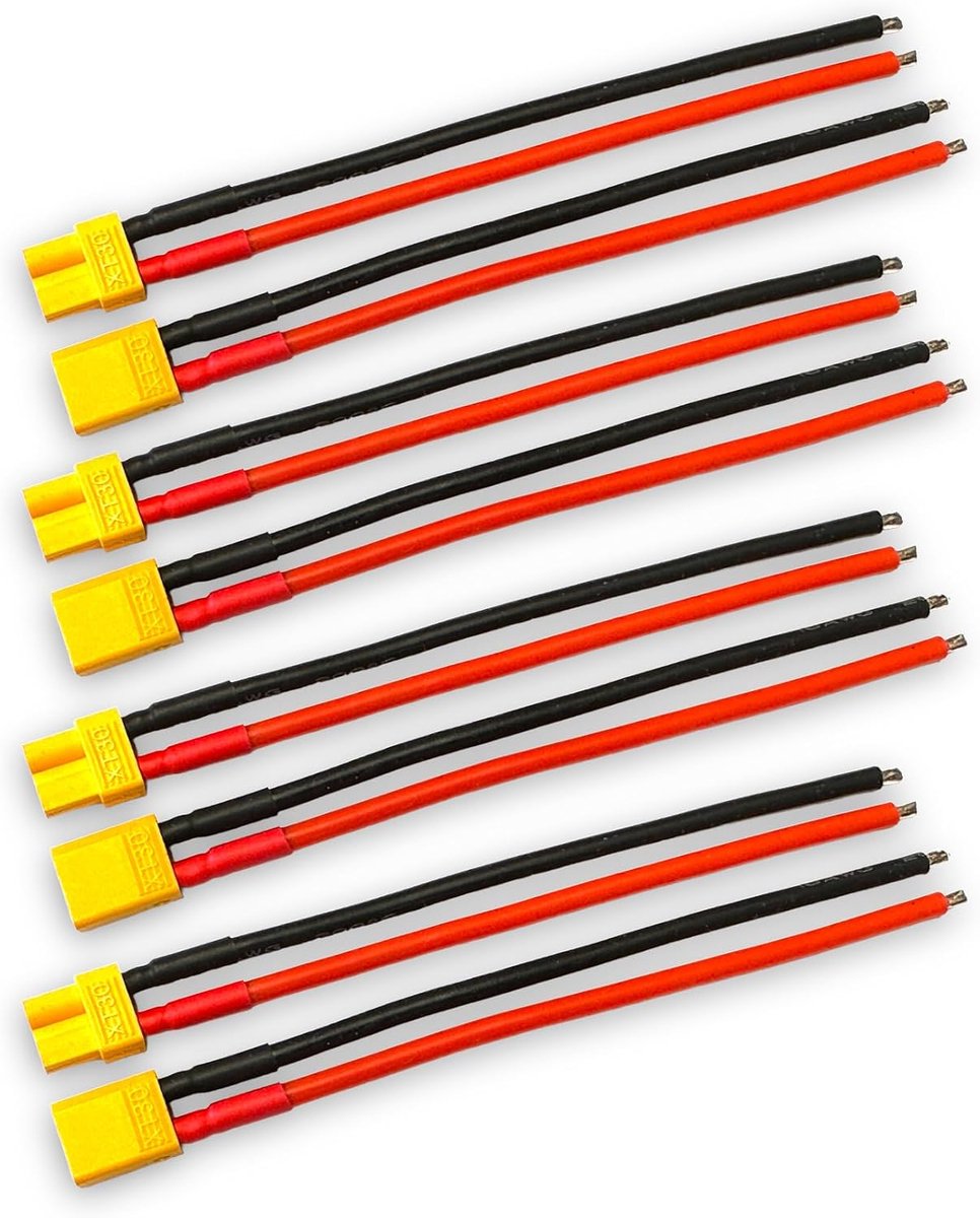 4 pairs (8 pieces) Premium XT30 plugs + socket (Male-Female) incl. 10 cm 16AWG cable adapter cable gold plug for Lipo - ShopVlot