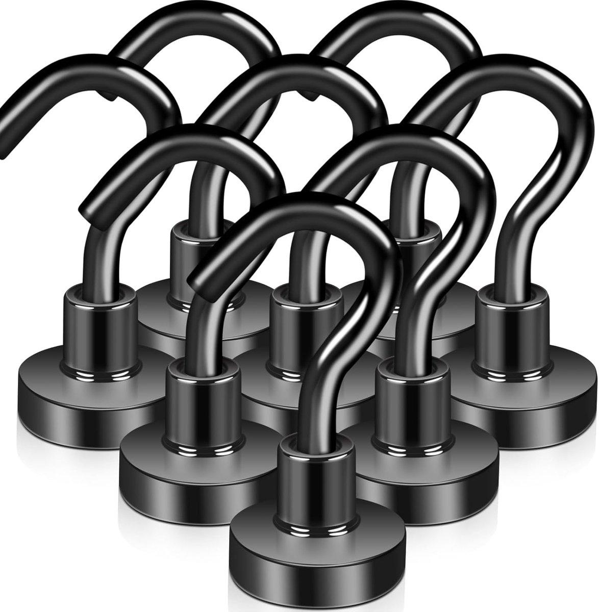 Set of 8 Extra Strong Neodymium Magnetic Hooks with Hooks - 16mm - Without Perforation - ShopVlot