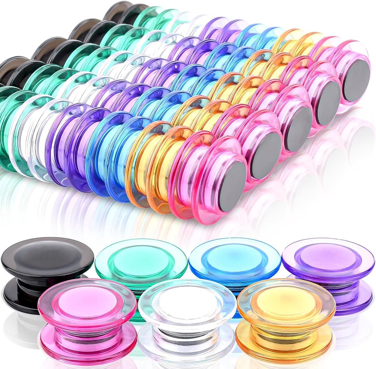 Fridge Magnets, Pack of 84 for Magnetic Board, 7 Colours, Round, Decorative Magnets, Strong Grip, Mini Magnets, Strong - ShopVlot