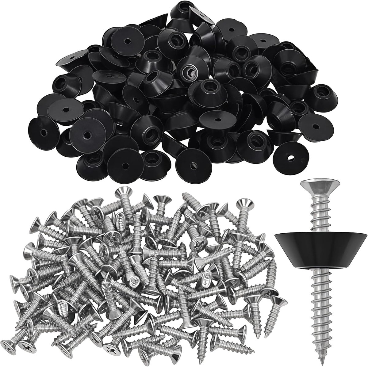 200-delige bevestigingsset voor noppenbaan – 100x dichtnagels (3,5x25mm) + 100x ringen (15x5mm) – RVS, voor verhoogde - ShopVlot
