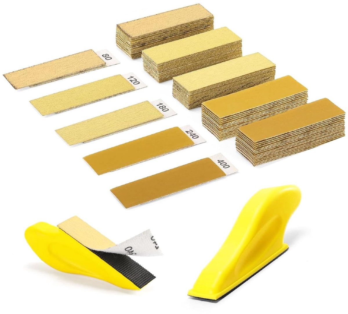 50-Piece Sandpaper Set (80/120/180/240/400) Sandpaper Fine 9 x 3 cm Convenient Sanding Block Suitable for Grinding and - ShopVlot