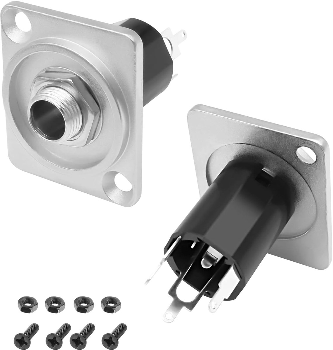 MEIRIYFA 6.35mm Stereo Audio Panel Mount Socket, D-Type 1/4 Inch TRS/TS Bus Stereo Audio Connector Panel/Chassis Mount - ShopVlot