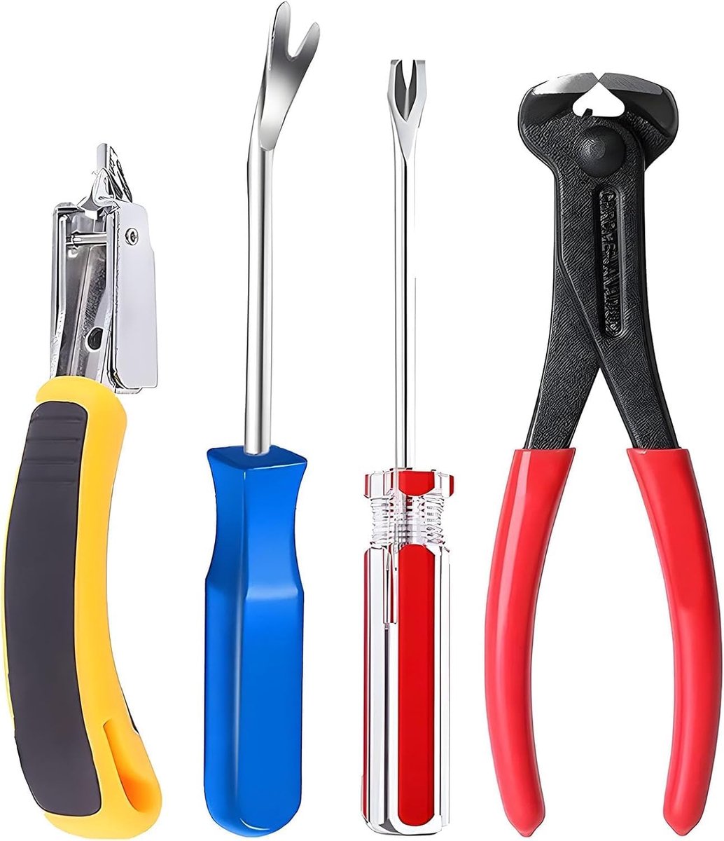 Set van 4 U-vormige gereedschappen voor het verwijderen van nietjes en spijkers, ideaal voor het werken van bekleding - ShopVlot