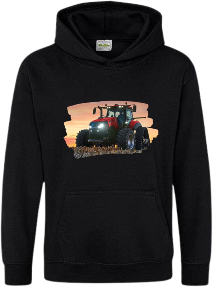 Zwarte hoodie met trekker - Blauwe trekker - 110/116