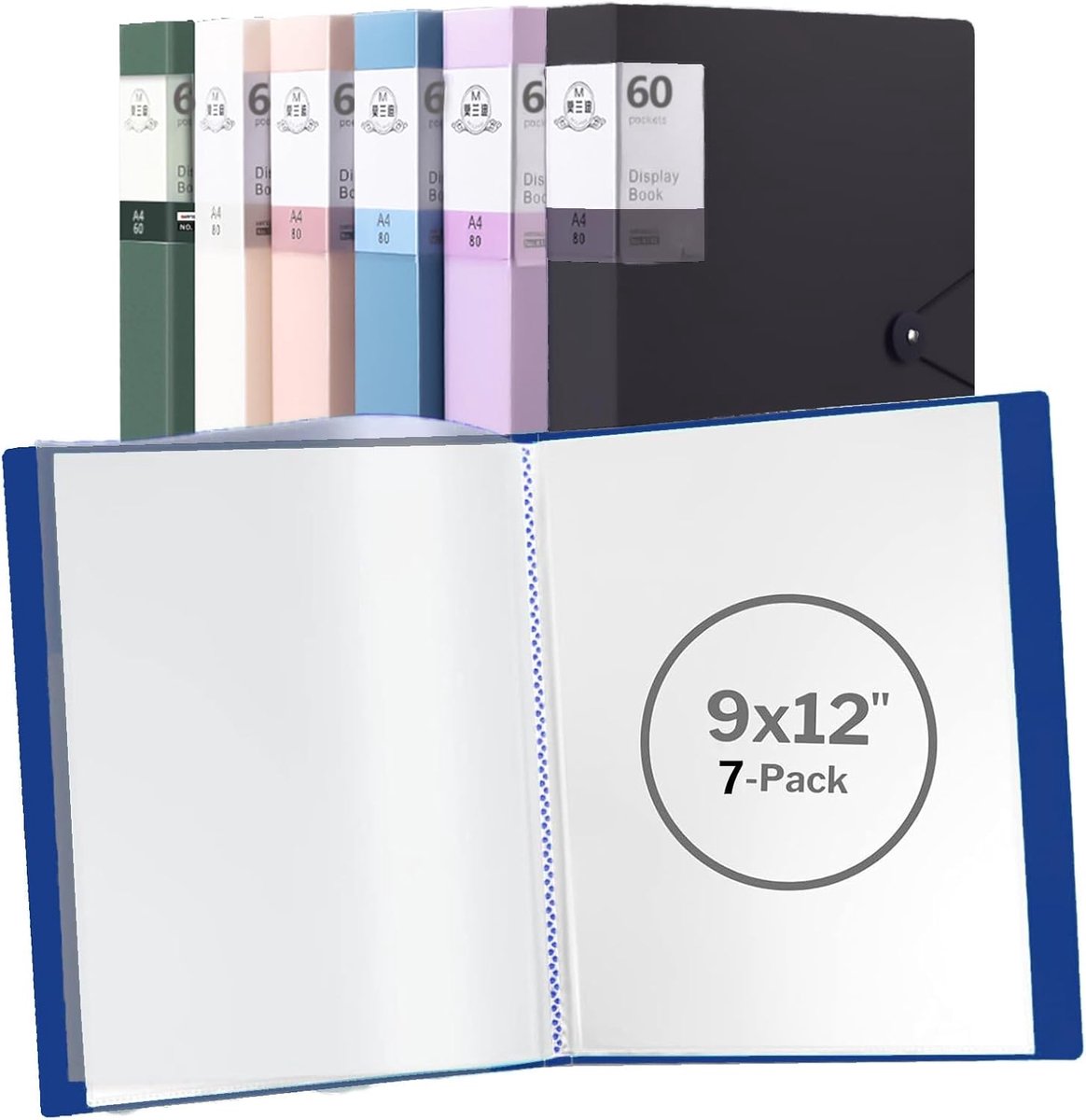 Display Book Folder A4 with 60 Plastic Bags - 7-Pack Presentation Folders, Poly Pocket Folder and Folder with Plastic - ShopVlot