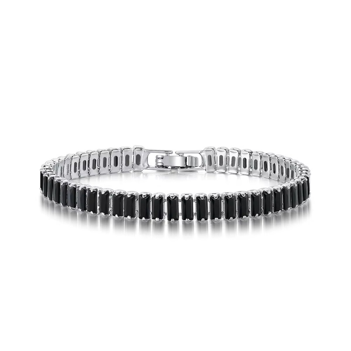 Tennis Armband | Zwart Verguld | Zirkonia stenen 6 MM | Lengte 16 CM | Tennis Bracelet | Sieraden