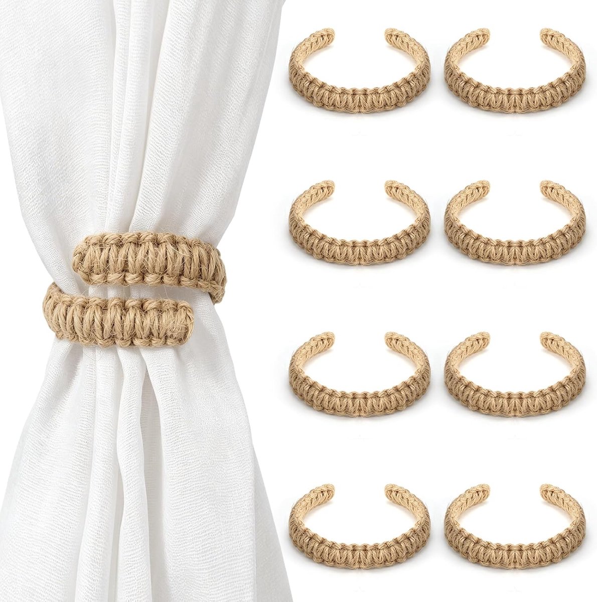 Realjoy 8 stuks embrasses voor bohemian gordijnen, gordijnbinders voor slaapkamer, kantoor en woonkamer, decoratieve - ShopVlot