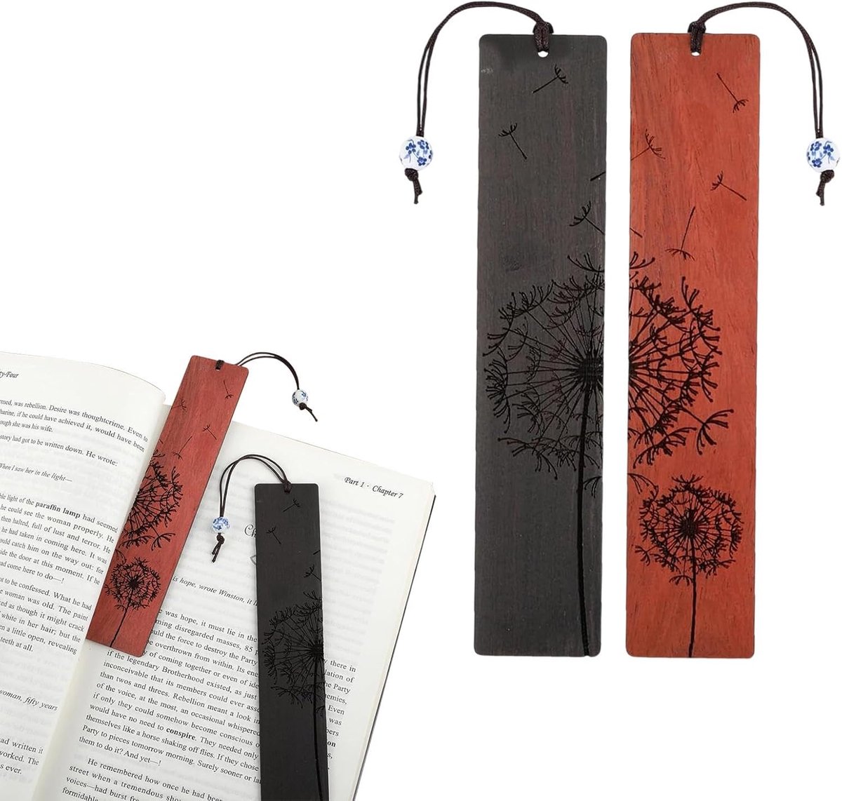 2pcs Wooden Bookmarks, Unique Handmade Vintage Style Wooden Bookmarks, Personalized Bookmarks for Male and Female Book - ShopVlot