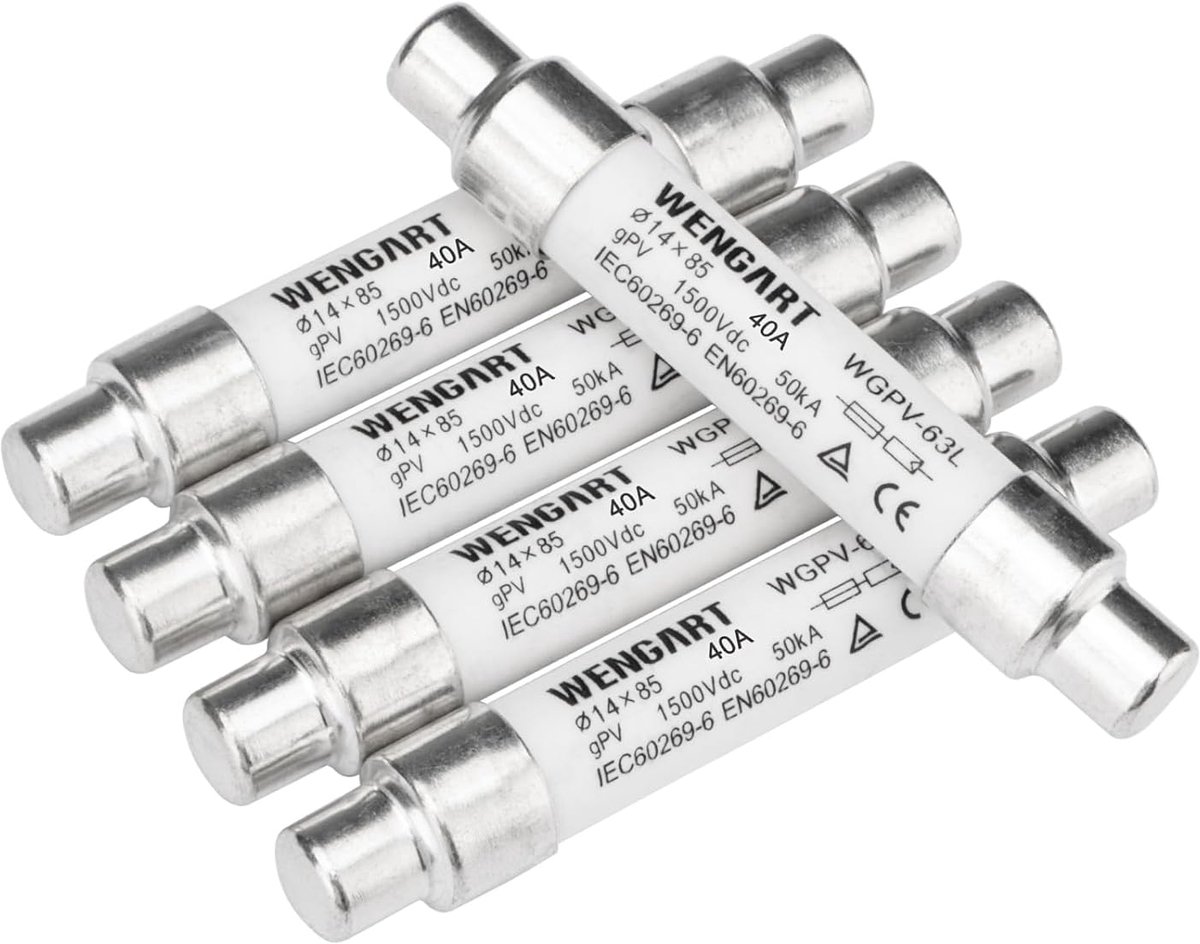 Wengart PV Fuse WGPV-63L, 5 pieces, 50 KA, DC1500 V, 14 x 85 mm, for use in photovoltaics, solar installations and - ShopVlot