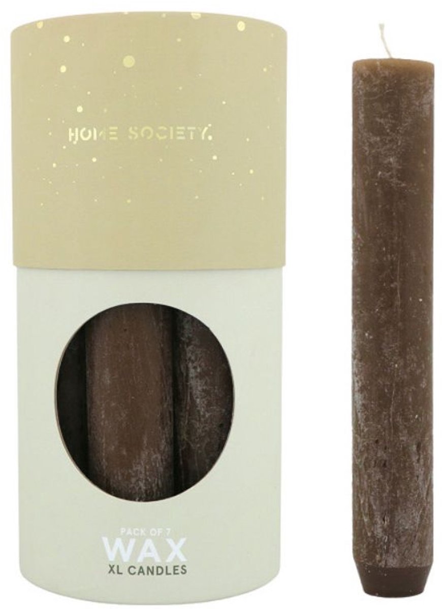 Home Society Diner Candle XL Dark Brown 7 stuks - Rond 3,4 cm - 21 cm hoog