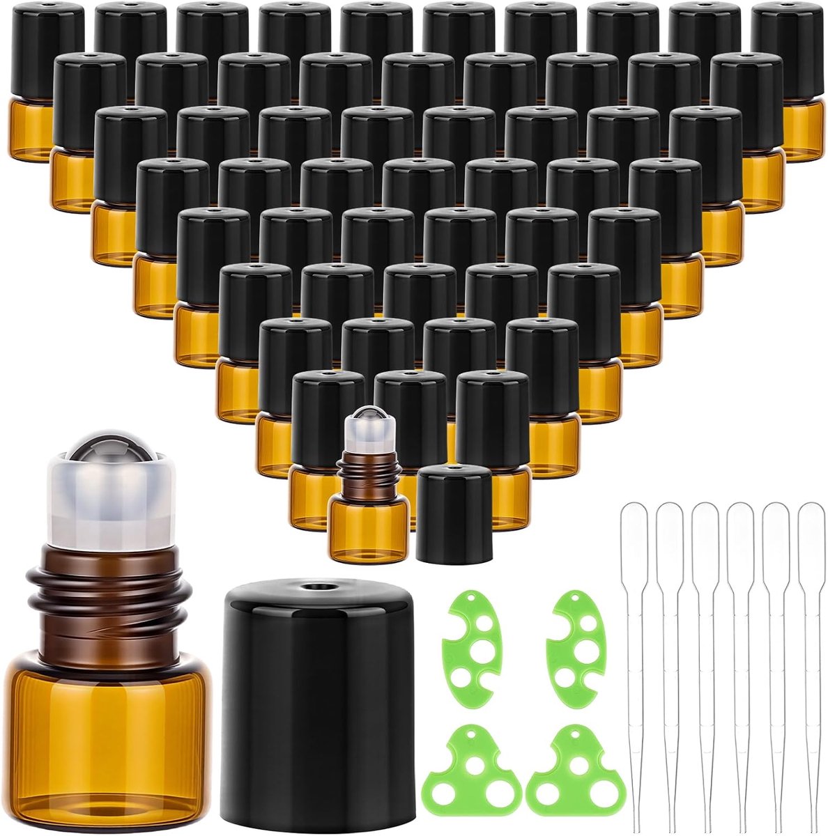120 stuks 1 ml glazen roller flessen etherische olie dispenser mini monster flesjes met roestvrijstalen roller bal 6 - ShopVlot