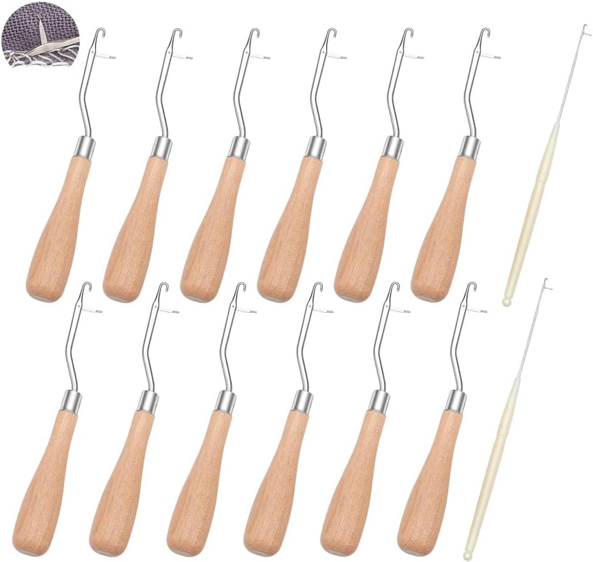 INTERWARM 24 stuks vergrendelingshaakgereedschap met houten handvat van 15,7 cm en lipje, ideaal voor het maken van - ShopVlot