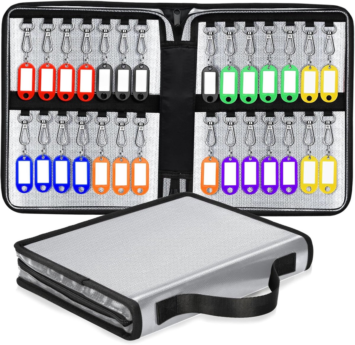 Portable Zipper Key Case Wall Mounted Key Cabinet Waterproof Key Organizer Fireproof Key Storage Book with 28 Key - ShopVlot