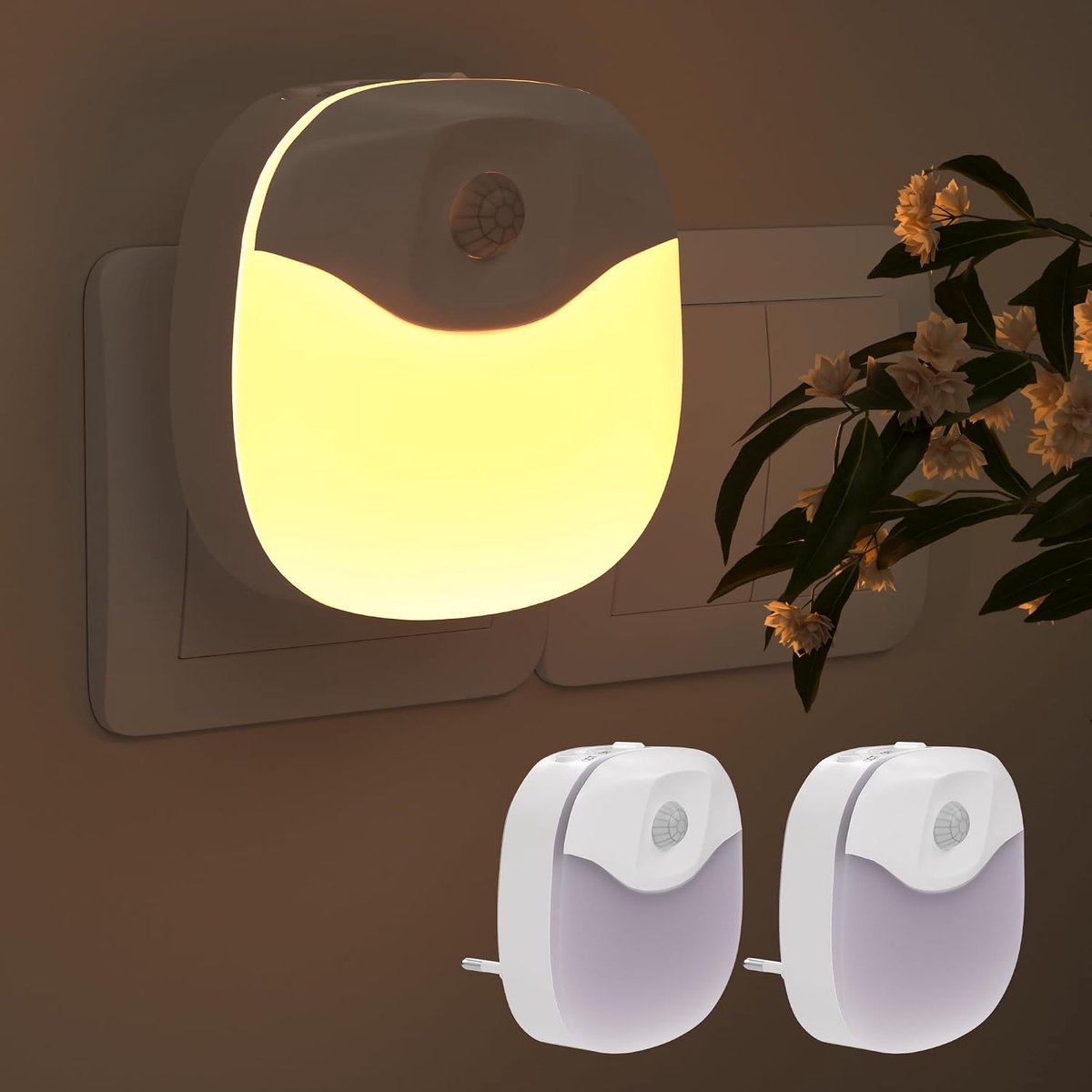 2 Pieces LED Night Light with Motion Sensor and Dusk Sensor, Orientation Light Plug for Children's Room, Stairs - ShopVlot