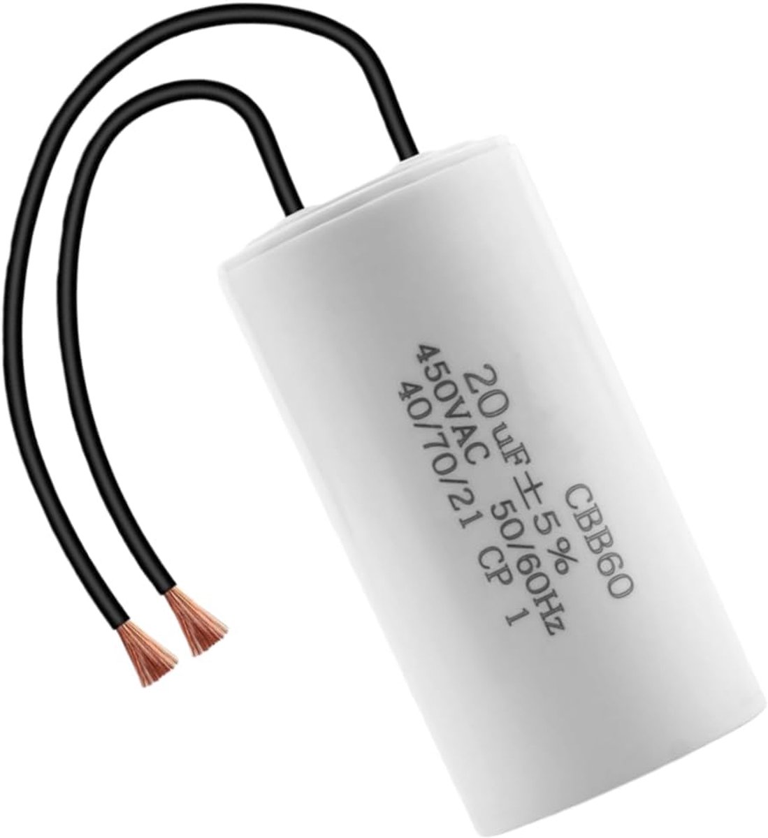 CBB60 450V 20uf start capacitor, 50/60Hz suppression capacitors start, microfarad with wires, cylinder for electric - ShopVlot