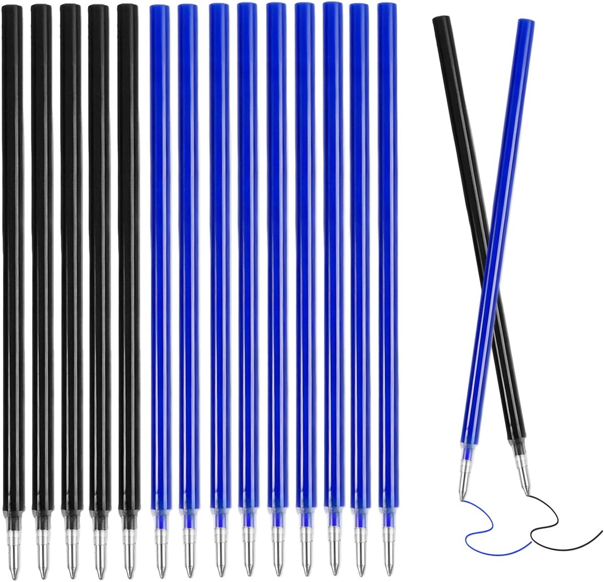 Navullingen voor pennen, uitwisbaar, 14 stuks, 9 blauw, 5 zwart, 13 cm, vullingen 0,7 mm, compatibel met standaard - ShopVlot